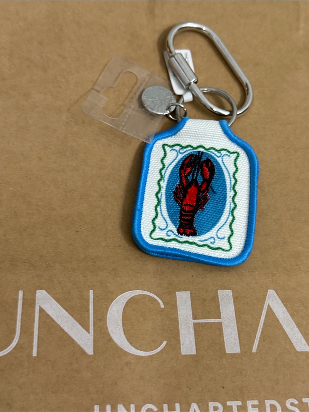 Blue Lobster Embroidered Keychain Keyring by Uncharted NEW
